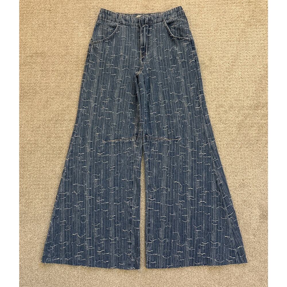 We The Free by Free People Women’s Blue Front Row Wide Leg Jeans Size 25/29